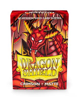 Dragon Shield Matte Japanese Size Sleeves, 59 x 86 mm, Crimson, 60 Per Pack, 120 Micron